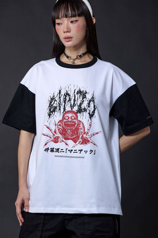 Jack Russel X Junji Ito - Unisex T-Shirts - Handwerk  TJ-JUNJI3 Oversized Drop Shoulder Black