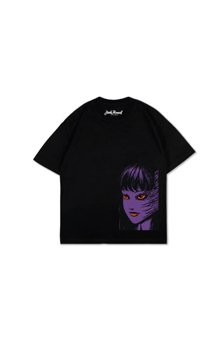 Jack Russel X Junji Ito - Unisex T-Shirts - Handwerk  TJ-JUNJI7 Oversized Drop Shoulder Black