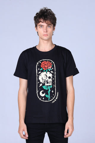 Jack Russel - เสื้อยืดผู้ชาย - Klassik TJ-OV/BK/6 ทรงโอเวอร์ไซส์ สีดำสนิท