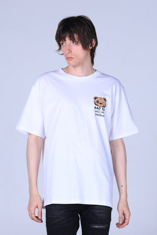 Jack Russel - เสื้อยืดผู้ชาย - Klassik TJ-OZ13/WH โอเวอร์ไซส์ ลายแบดเท็ด สีขาว