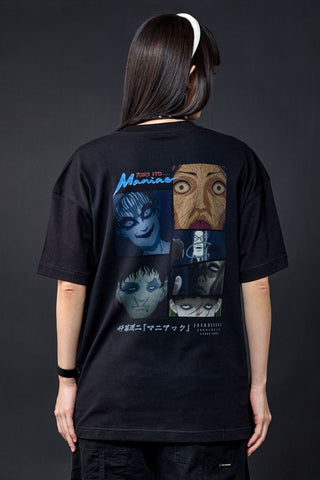 Jack Russel X Junji Ito - Unisex T-Shirts - Handwerk  TJ-JUNJI6 Oversized Drop Shoulder Black