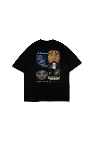 Jack Russel X Junji Ito - Unisex T-Shirts - Handwerk  TJ-JUNJI6 Oversized Drop Shoulder Black