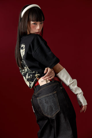 Jack Russel X Junji Ito - Unisex Jeans - Meisterwerk J-TOMIE Baggy Low Rise Wide Leg