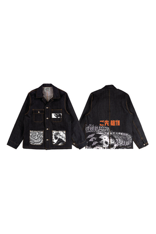 Jack Russel X Junji Ito - Unisex Jackets - Meisterwerk JK-GYO Oversize Midnight Blue Jacket