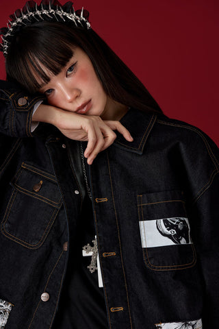 Jack Russel X Junji Ito - Unisex Jackets - Meisterwerk JK-GYO Oversize Midnight Blue Jacket