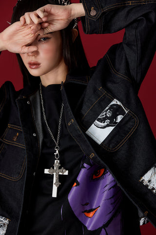 Jack Russel X Junji Ito - Unisex Jackets - Meisterwerk JK-GYO Oversize Midnight Blue Jacket