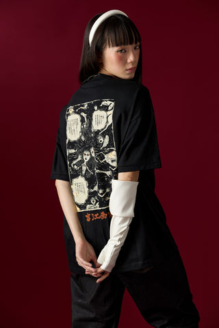 Jack Russel X Junji Ito - Unisex T-Shirts - Handwerk TJ-JUNJI1/BK Oversized Drop Shoulder Black