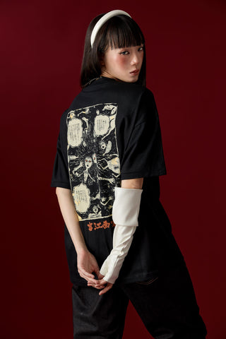 Jack Russel X Junji Ito - Unisex T-Shirts - Handwerk TJ-JUNJI1/BK Oversized Drop Shoulder Black