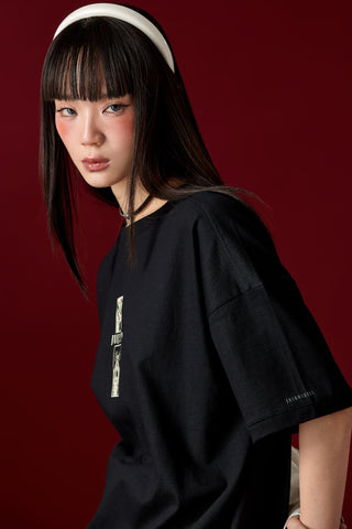 Jack Russel X Junji Ito - Unisex T-Shirts - Handwerk TJ-JUNJI1/BK Oversized Drop Shoulder Black