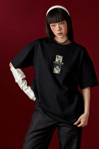 Jack Russel X Junji Ito - Unisex T-Shirts - Handwerk TJ-JUNJI1/BK Oversized Drop Shoulder Black