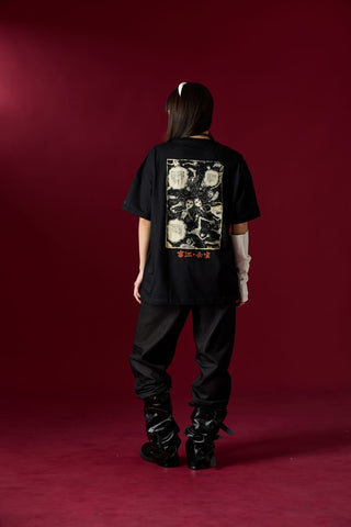 Jack Russel X Junji Ito - Unisex T-Shirts - Handwerk TJ-JUNJI1/BK Oversized Drop Shoulder Black