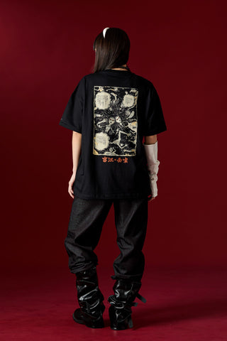 Jack Russel X Junji Ito - Unisex T-Shirts - Handwerk TJ-JUNJI1/BK Oversized Drop Shoulder Black