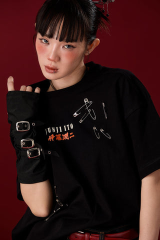 Jack Russel X Junji Ito - Unisex T-Shirts - Handwerk  TJ-JUNJI5 Oversized Drop Shoulder Black
