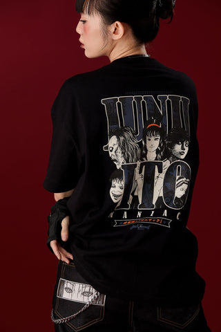 Jack Russel X Junji Ito - Unisex T-Shirts - Handwerk  TJ-JUNJI5 Oversized Drop Shoulder Black