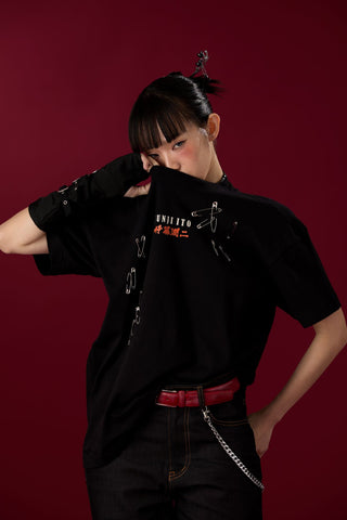 Jack Russel X Junji Ito - Unisex T-Shirts - Handwerk  TJ-JUNJI5 Oversized Drop Shoulder Black