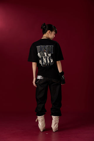 Jack Russel X Junji Ito - Unisex T-Shirts - Handwerk  TJ-JUNJI5 Oversized Drop Shoulder Black