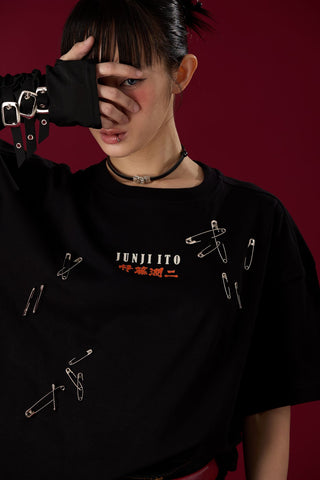 Jack Russel X Junji Ito - Unisex T-Shirts - Handwerk  TJ-JUNJI5 Oversized Drop Shoulder Black
