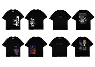 Jack Russel X Junji Ito - Unisex T-Shirts - Handwerk  TJ-JUNJI5 Oversized Drop Shoulder Black