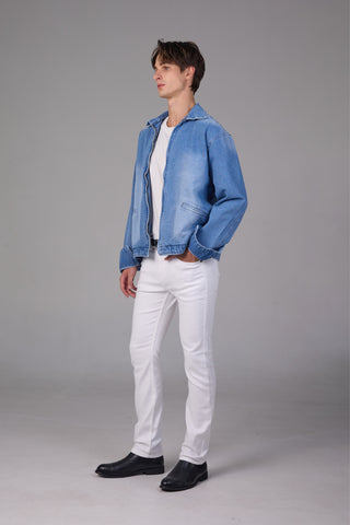 Jack Russel - Men Chino กางเกงชิโนทรงกระบอกเล็กผู้ชาย - Klassik J-3006/WH Slim Fit White