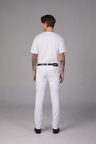 Jack Russel - Men Chino กางเกงชิโนทรงกระบอกเล็กผู้ชาย - Klassik J-3006/WH Slim Fit White