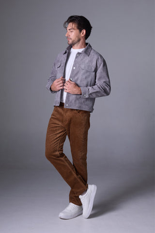 Jack Russel - Men Corduroy Pants - Klassik J-427/18/1 Corduroy Slim Fit Brown