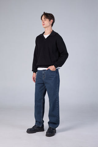 Jack Russel - Men Jeans กางเกงยีนส์ผู้ชาย ทรงขาบาน - Klassik J-BAGGY/NB Wide leg Navy Blue 