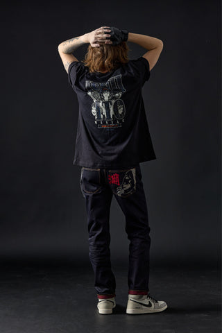 Jack Russel X Junji Ito - Men Jeans - Meisterwerk J-FUCHI Regular Classic Fit The Volcano Darkest Indigo Red Selvedge