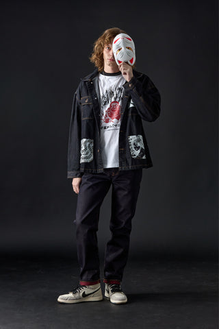 Jack Russel X Junji Ito - Men Jeans - Meisterwerk J-FUCHI Regular Classic Fit The Volcano Darkest Indigo Red Selvedge
