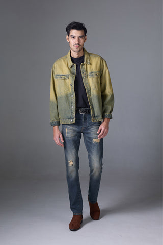 แจ็ค รัสเซล - กางเกงยีนส์ผู้ชาย - Handwerk J-NORM ทรงสลิมฟิต วินเทจ มิดไนท์บลู รัสต์ เฟด