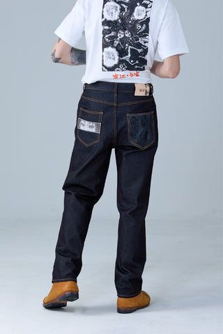Jack Russel X Junji Ito - Unisex Jeans - Meisterwerk J-TOMIE Baggy Low Rise Wide Leg
