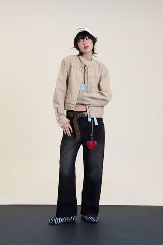 Jack Russel - Women Jeans - Klassik JF-147/BK High Rise Wide Leg Black Soft Fade