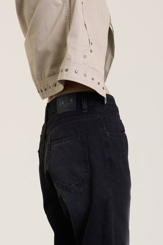 Jack Russel - Women Jeans - Klassik JF-147/BK High Rise Wide Leg Black Soft Fade