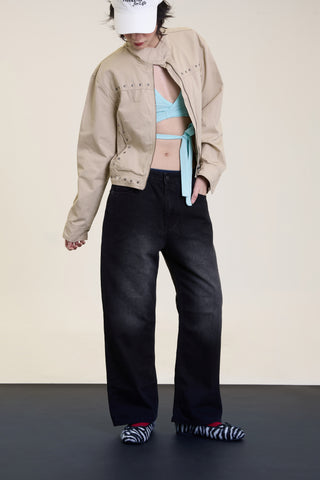 Jack Russel - Women Jeans - Klassik JF-147/BK High Rise Wide Leg Black Soft Fade