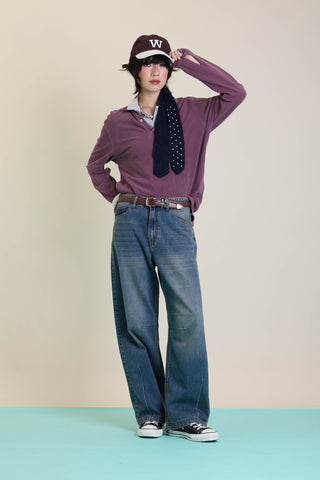 Jack Russel - Women Jeans - Klassik JF-168/RB Baggy Low Rise Wide Leg Rust Blue