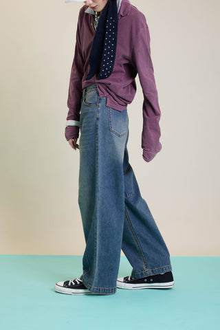 Jack Russel - Women Jeans - Klassik JF-168/RB Baggy Low Rise Wide Leg Rust Blue
