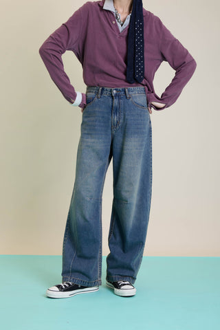 Jack Russel - Women Jeans - Klassik JF-168/RB Baggy Low Rise Wide Leg Rust Blue