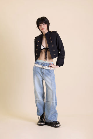 Jack Russel - Women Jeans - Klassik JF-178/BL High Rise Wide Leg Medium Blue Soft Fade