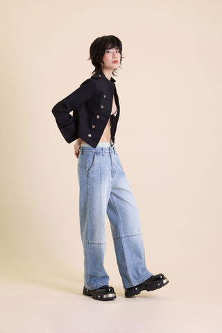 Jack Russel - Women Jeans - Klassik JF-178/BL High Rise Wide Leg Medium Blue Soft Fade