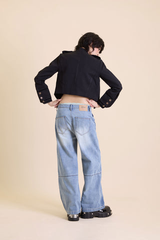 Jack Russel - Women Jeans - Klassik JF-178/BL High Rise Wide Leg Medium Blue Soft Fade