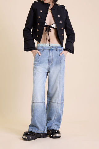 Jack Russel - Women Jeans - Klassik JF-178/BL High Rise Wide Leg Medium Blue Soft Fade