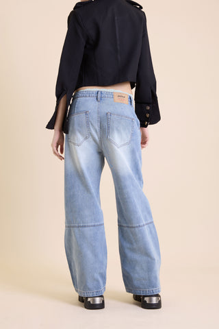 Jack Russel - Women Jeans - Klassik JF-178/BL High Rise Wide Leg Medium Blue Soft Fade