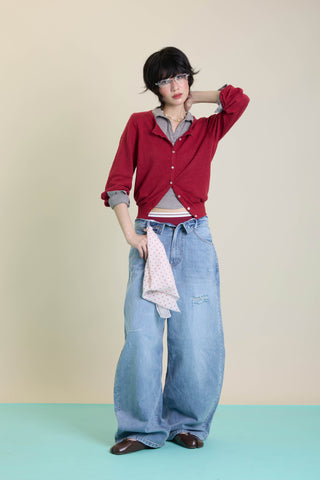 Jack Russel - Women Jeans - Klassik JF-190 Baggy Wide Straight Light Vintage Indigo