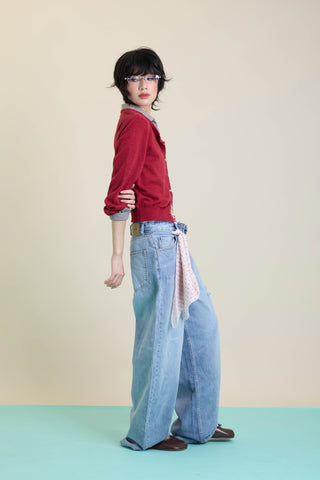 Jack Russel - Women Jeans - Klassik JF-190 Baggy Wide Straight Light Vintage Indigo