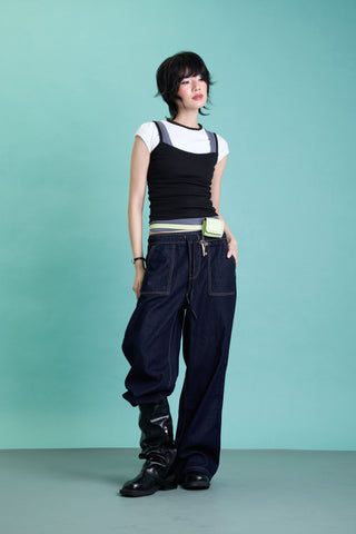 Jack Russel - Women Jeans - Klassik JF-335 High Rise Wide Leg Indigo Blue