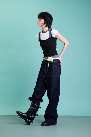 Jack Russel - Women Jeans - Klassik JF-335 High Rise Wide Leg Indigo Blue