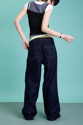 Jack Russel - Women Jeans - Klassik JF-335 High Rise Wide Leg Indigo Blue