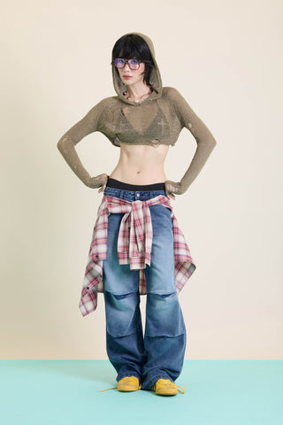 Jack Russel - Women Jeans - Klassik JF-701 High Waist Baggy Wide Leg Medium Blue Wash Fade