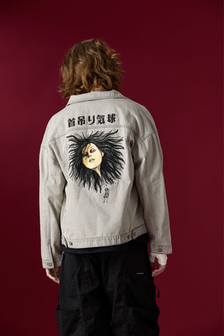 Jack Russel X Junji Ito - Unisex Jackets - Meisterwerk JK-BLOON/GY Terumi Floating Head Oversize Ash Grey Jacket