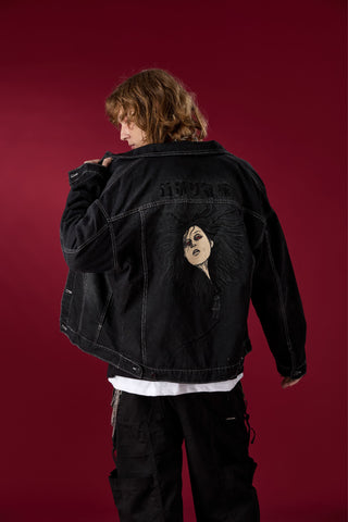 Jack Russel X Junji Ito - Unisex Jackets - Meisterwerk JK-BLOON/BK Terumi Floating Head Oversize Black Jacket
