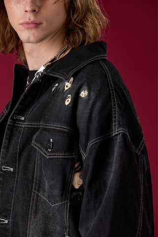 Jack Russel X Junji Ito - Unisex Jackets - Meisterwerk JK-BLOON/BK Terumi Floating Head Oversize Black Jacket